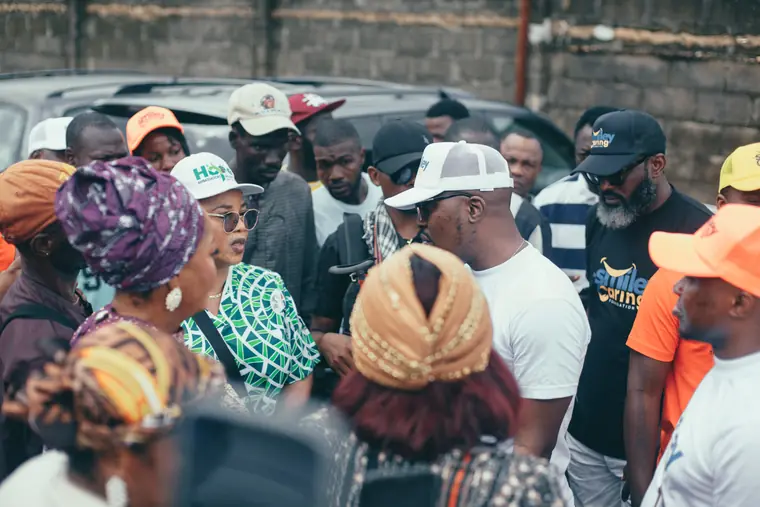 Walking the streets of Mushin with the community.